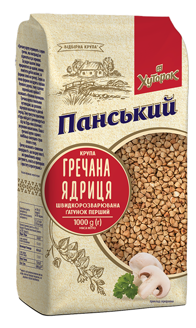 Крупа гречана ядриця швидкорозварювана, Ґатунок перший, ТМ Хуторок панський, 1кг